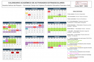 Imagen de Calendario actividades extraescolares 2021/22